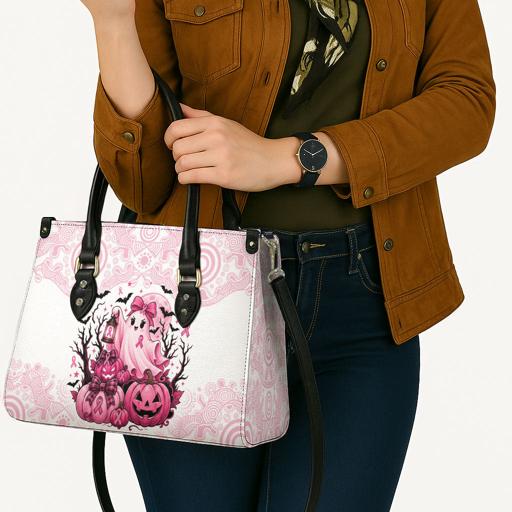 Aboriginal Pink Ghost Pumpkin Leather Bag Aboriginal Halloween Wear Pink