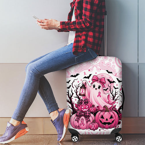 Aboriginal Pink Ghost Pumpkin Luggage Cover Aboriginal Halloween Wear Pink