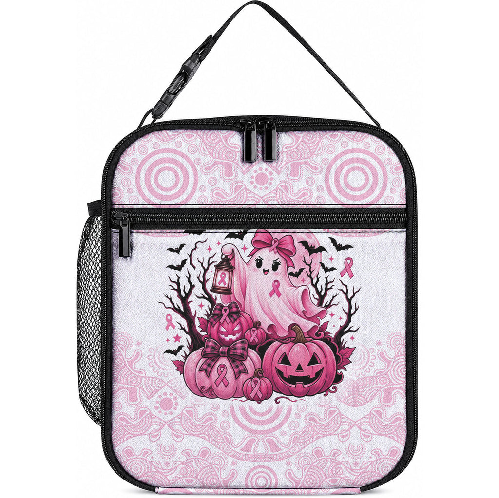 Aboriginal Pink Ghost Pumpkin Lunch Bag Aboriginal Halloween Wear Pink