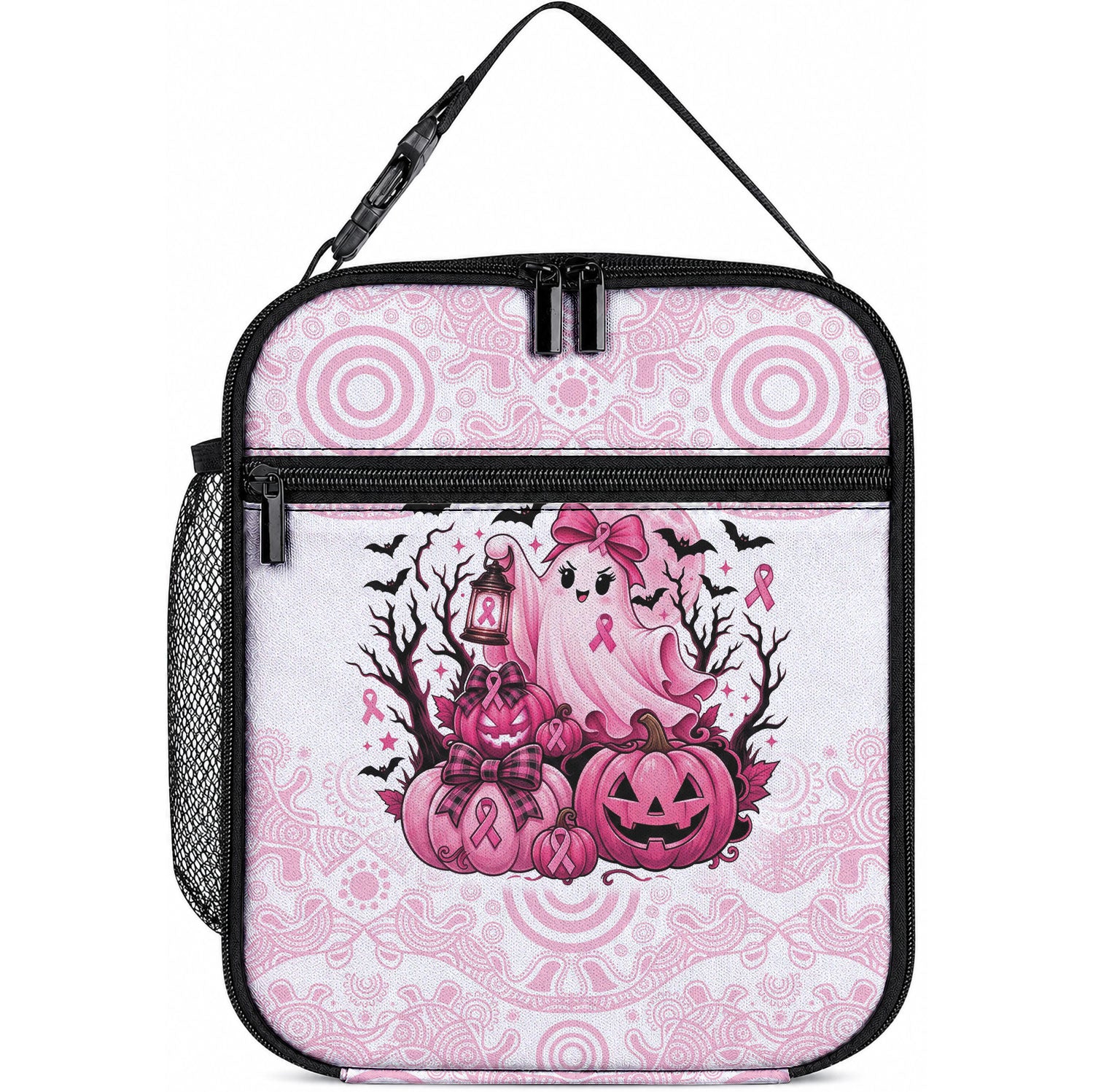 Aboriginal Pink Ghost Pumpkin Lunch Bag Aboriginal Halloween Wear Pink