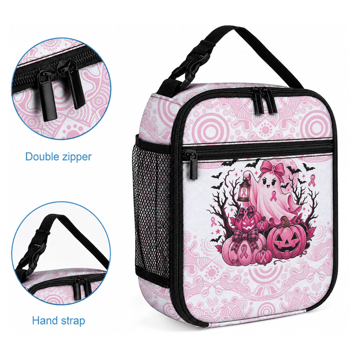 Aboriginal Pink Ghost Pumpkin Lunch Bag Aboriginal Halloween Wear Pink