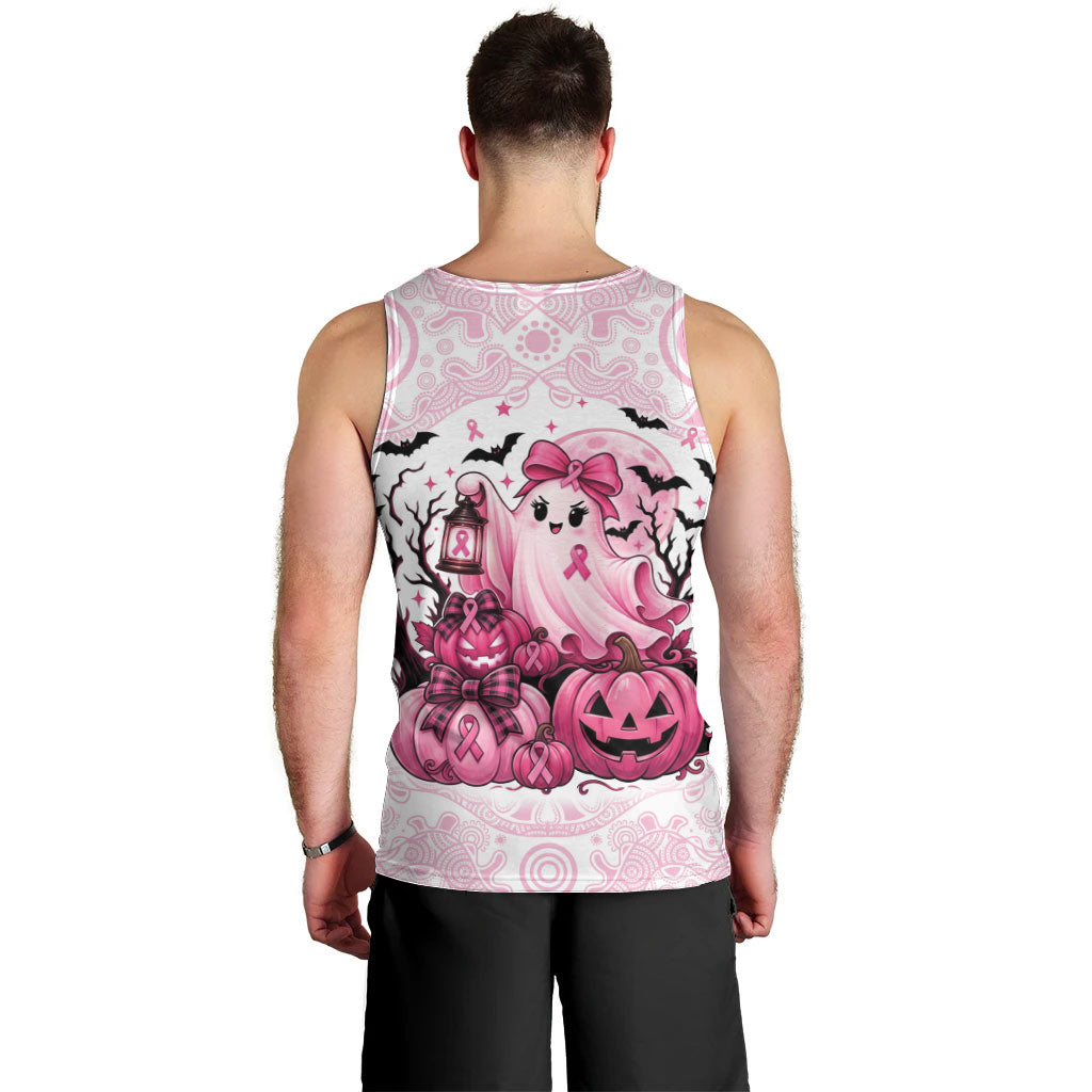 Aboriginal Pink Ghost Pumpkin Men Tank Top Aboriginal Halloween Wear Pink