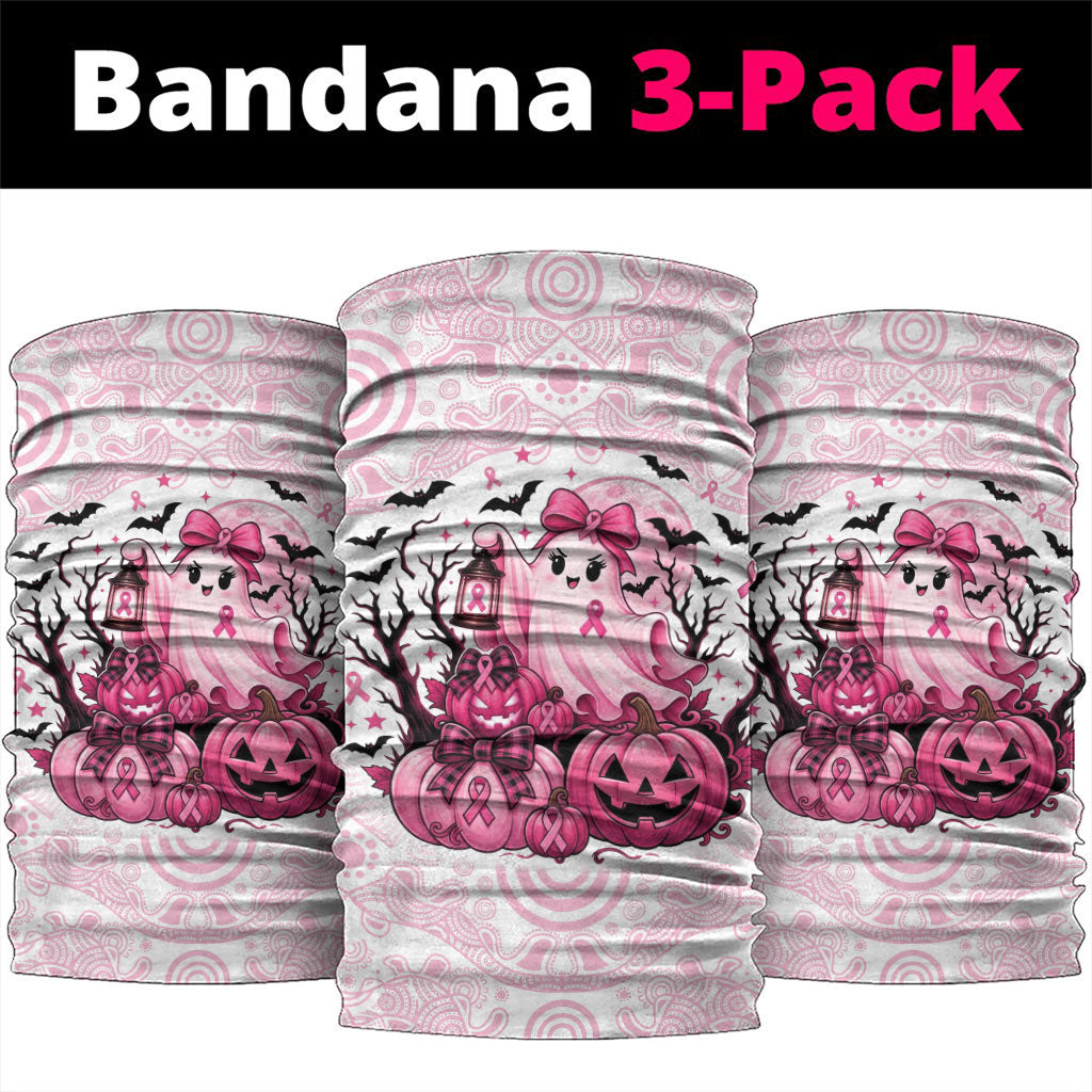 Aboriginal Pink Ghost Pumpkin Neck Gaiter Aboriginal Halloween Wear Pink