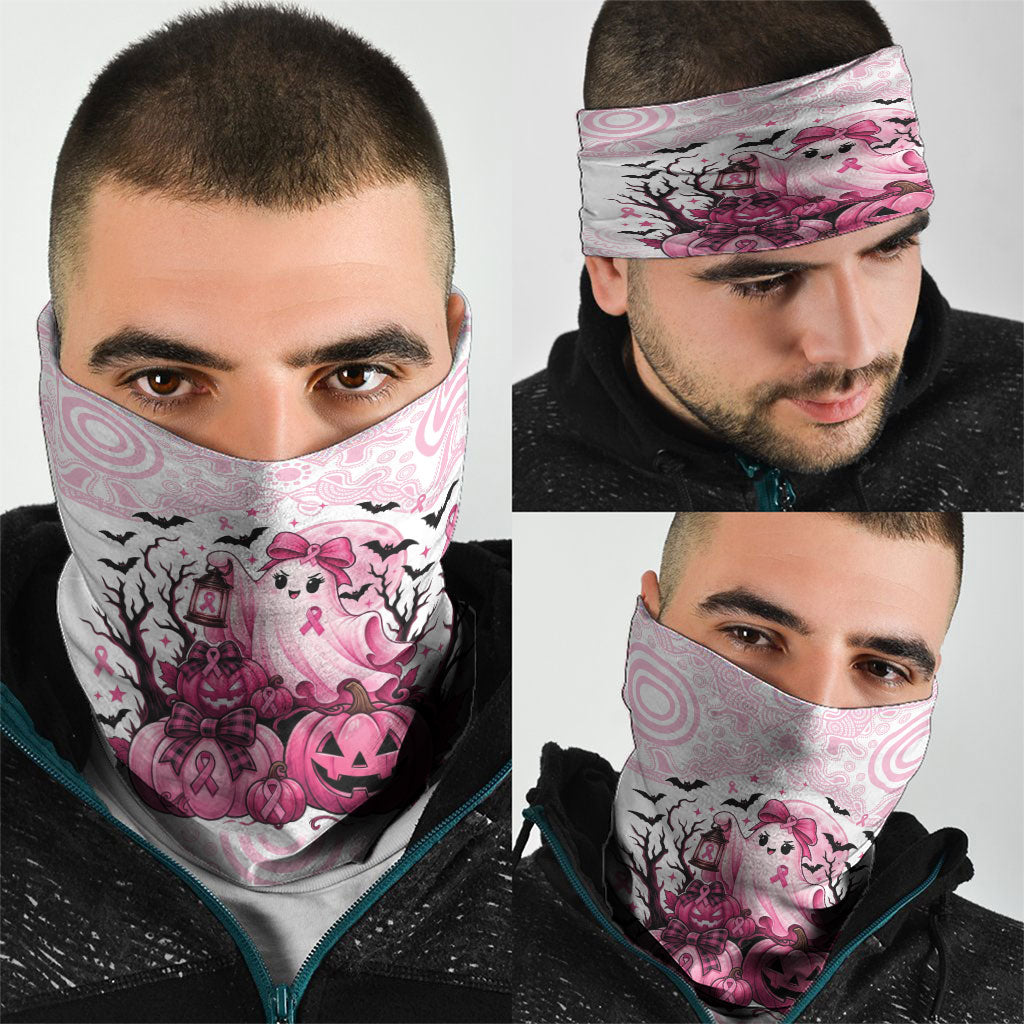 Aboriginal Pink Ghost Pumpkin Neck Gaiter Aboriginal Halloween Wear Pink
