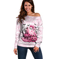 Aboriginal Pink Ghost Pumpkin Off Shoulder Sweater Aboriginal Halloween Wear Pink