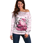 Aboriginal Pink Ghost Pumpkin Off Shoulder Sweater Aboriginal Halloween Wear Pink