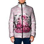 Aboriginal Pink Ghost Pumpkin Padded Jacket Aboriginal Halloween Wear Pink