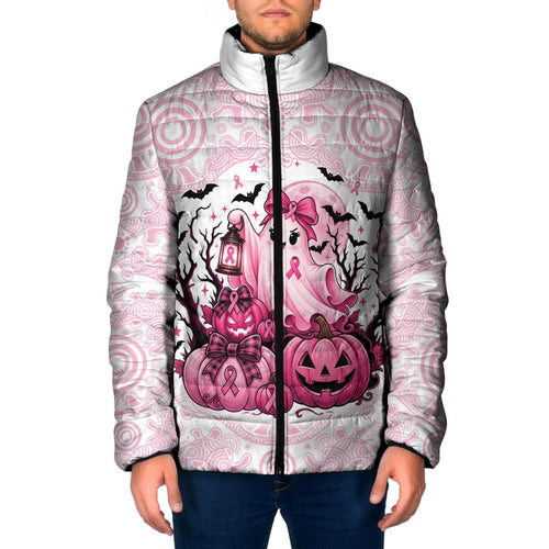 Aboriginal Pink Ghost Pumpkin Padded Jacket Aboriginal Halloween Wear Pink