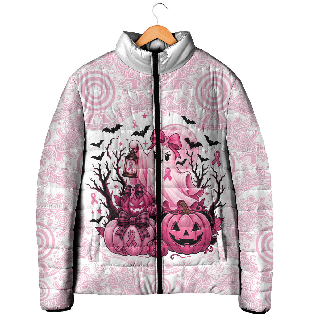 Aboriginal Pink Ghost Pumpkin Padded Jacket Aboriginal Halloween Wear Pink