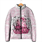 Aboriginal Pink Ghost Pumpkin Padded Jacket Aboriginal Halloween Wear Pink