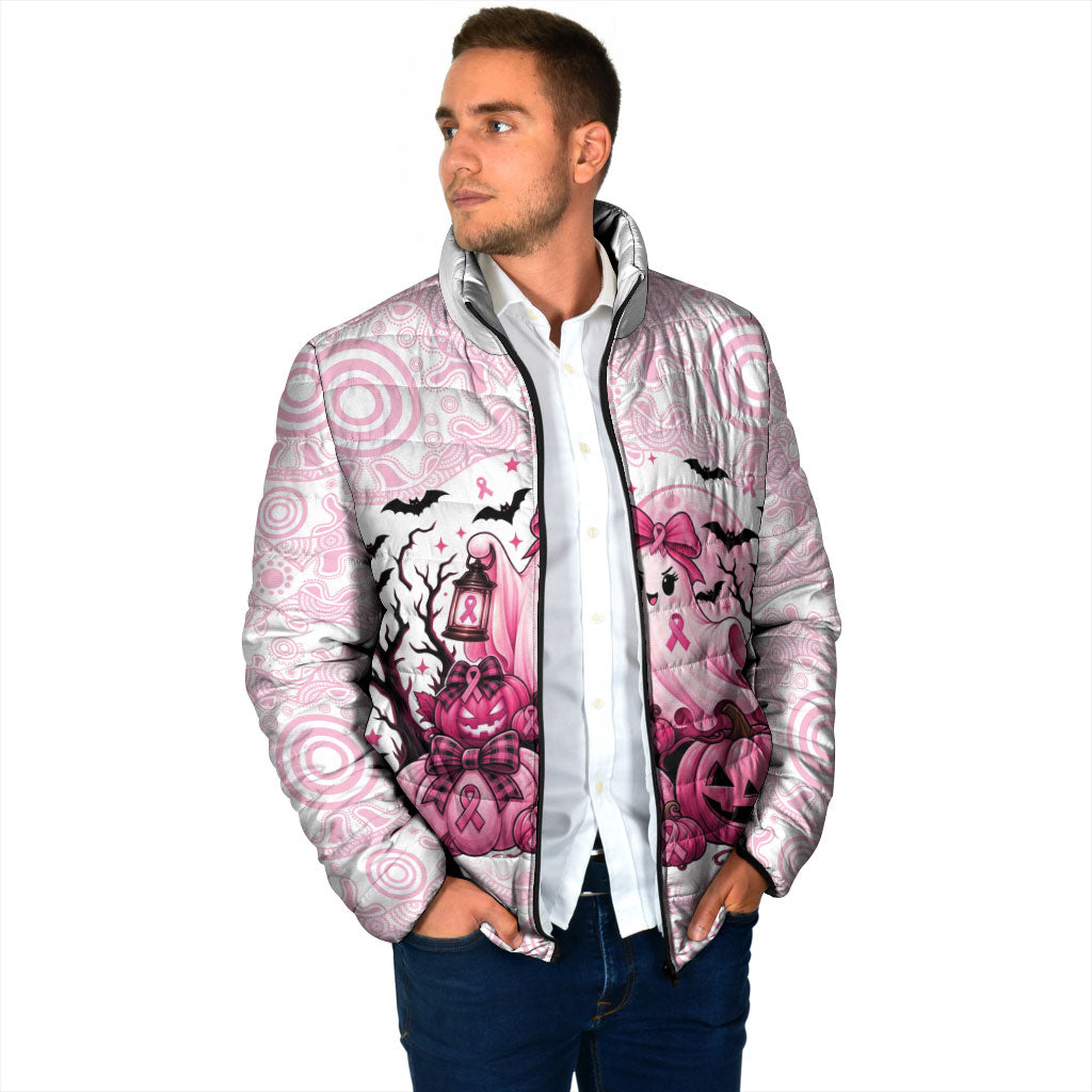 Aboriginal Pink Ghost Pumpkin Padded Jacket Aboriginal Halloween Wear Pink