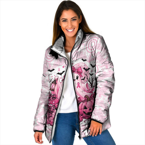 Aboriginal Pink Ghost Pumpkin Padded Jacket Aboriginal Halloween Wear Pink