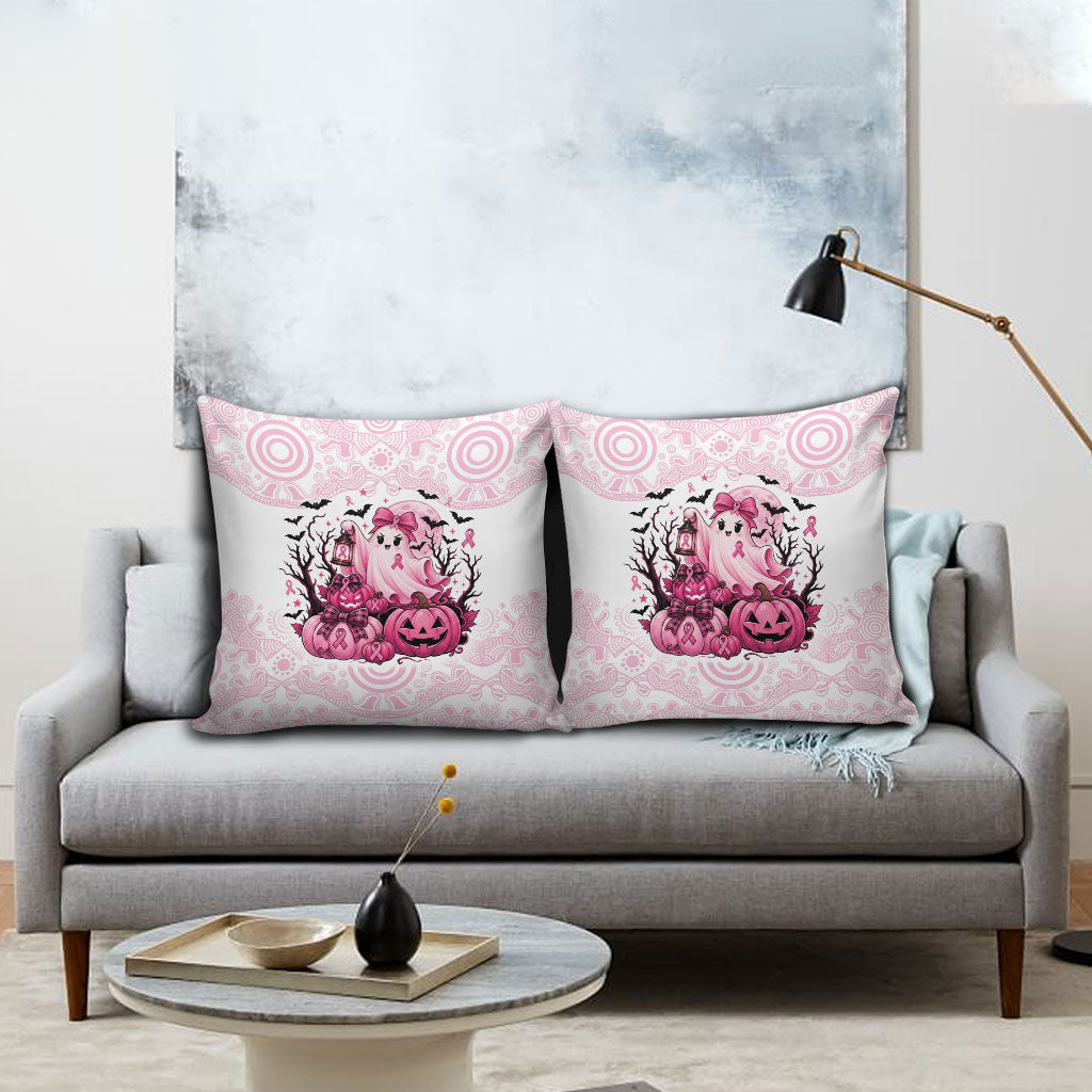 Aboriginal Pink Ghost Pumpkin Pillow Cover Aboriginal Halloween Wear Pink