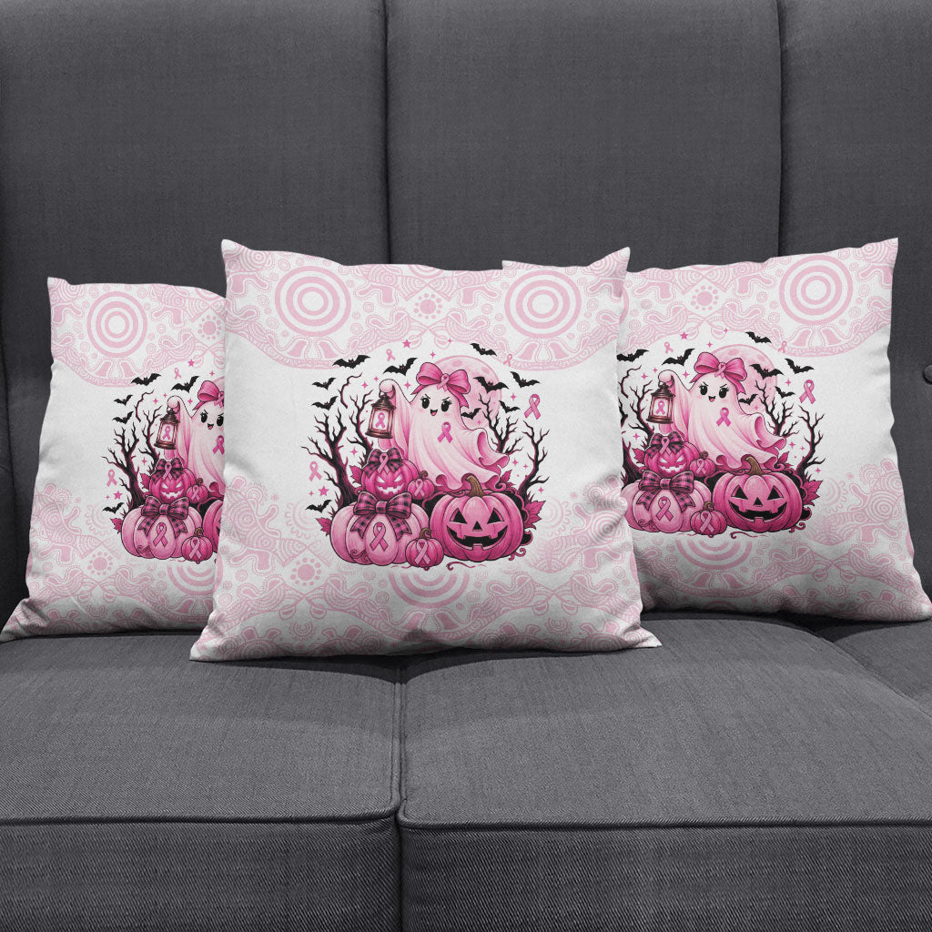 Aboriginal Pink Ghost Pumpkin Pillow Cover Aboriginal Halloween Wear Pink