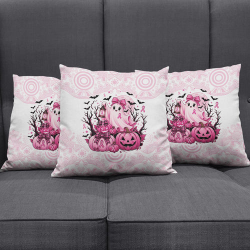 Aboriginal Pink Ghost Pumpkin Pillow Cover Aboriginal Halloween Wear Pink