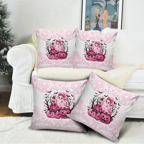 Aboriginal Pink Ghost Pumpkin Pillow Cover Aboriginal Halloween Wear Pink