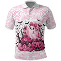 Aboriginal Pink Ghost Pumpkin Polo Shirt Aboriginal Halloween Wear Pink