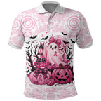 Aboriginal Pink Ghost Pumpkin Polo Shirt Aboriginal Halloween Wear Pink