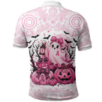 Aboriginal Pink Ghost Pumpkin Polo Shirt Aboriginal Halloween Wear Pink