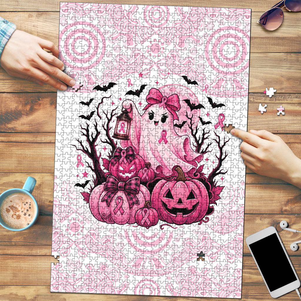 Aboriginal Pink Ghost Pumpkin Puzzle Aboriginal Halloween Wear Pink