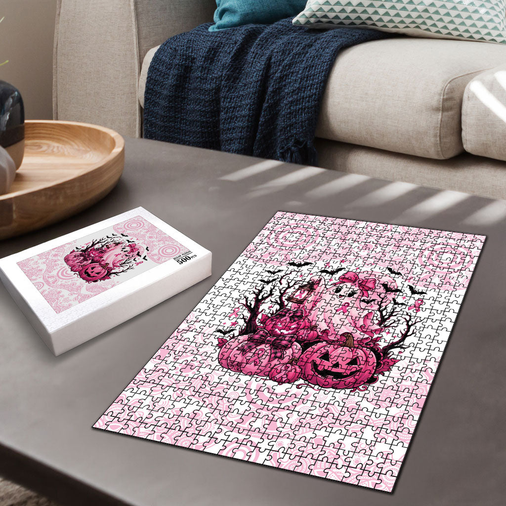 Aboriginal Pink Ghost Pumpkin Puzzle Aboriginal Halloween Wear Pink