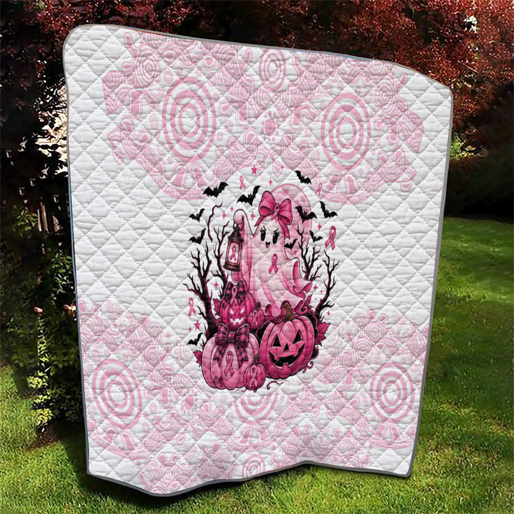 Aboriginal Pink Ghost Pumpkin Quilt Aboriginal Halloween Wear Pink