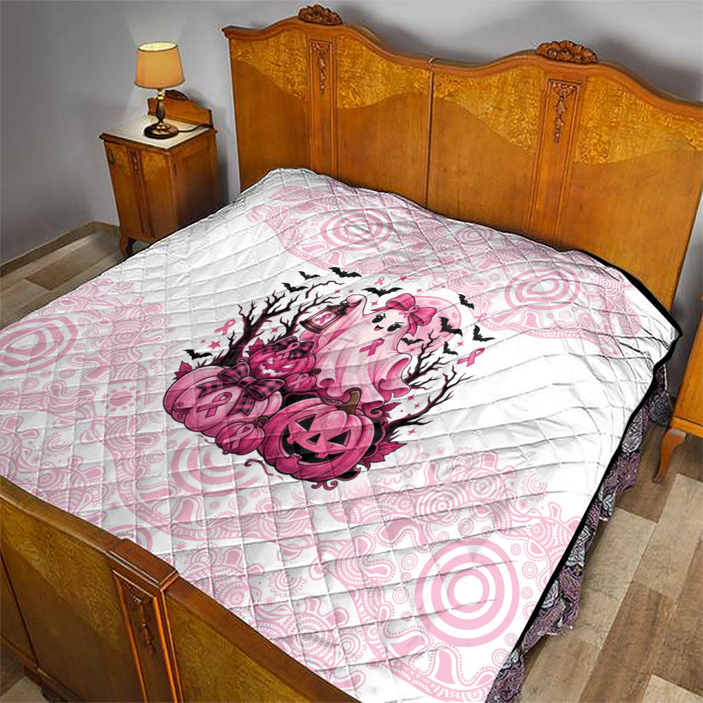Aboriginal Pink Ghost Pumpkin Quilt Aboriginal Halloween Wear Pink