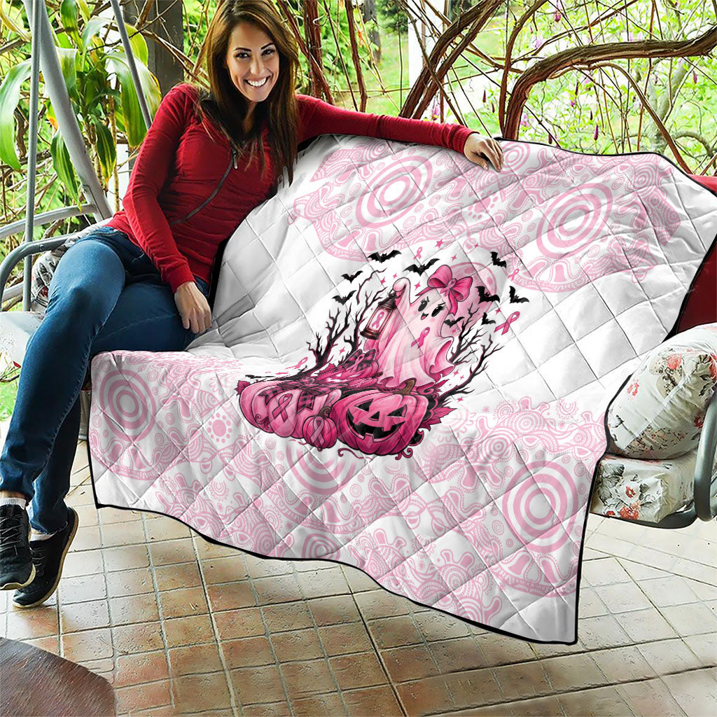 Aboriginal Pink Ghost Pumpkin Quilt Aboriginal Halloween Wear Pink