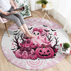 Aboriginal Pink Ghost Pumpkin Round Carpet Aboriginal Halloween Wear Pink
