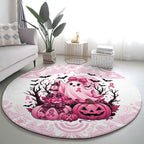 Aboriginal Pink Ghost Pumpkin Round Carpet Aboriginal Halloween Wear Pink