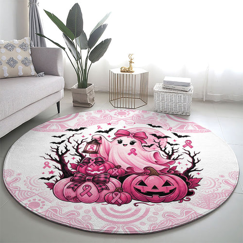 Aboriginal Pink Ghost Pumpkin Round Carpet Aboriginal Halloween Wear Pink