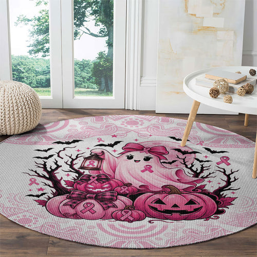 Aboriginal Pink Ghost Pumpkin Round Carpet Aboriginal Halloween Wear Pink