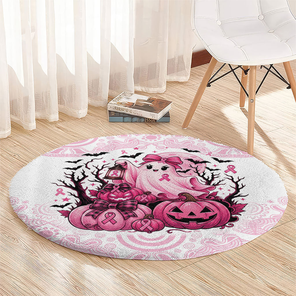 Aboriginal Pink Ghost Pumpkin Round Carpet Aboriginal Halloween Wear Pink