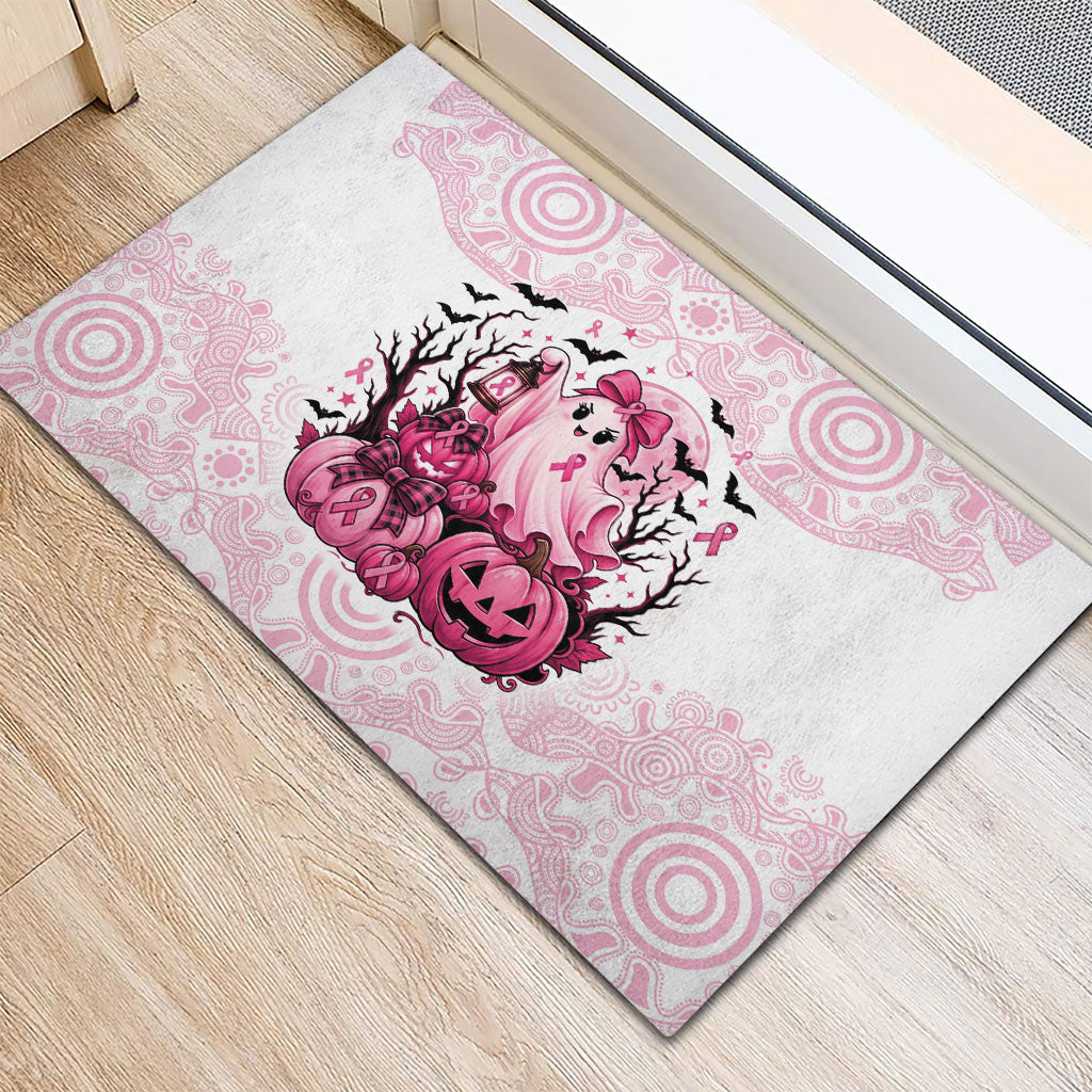Aboriginal Pink Ghost Pumpkin Rubber Doormat Aboriginal Halloween Wear Pink