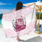 Aboriginal Pink Ghost Pumpkin Sarong Aboriginal Halloween Wear Pink