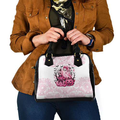 Aboriginal Pink Ghost Pumpkin Shoulder Handbag Aboriginal Halloween Wear Pink