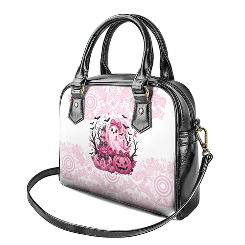 Aboriginal Pink Ghost Pumpkin Shoulder Handbag Aboriginal Halloween Wear Pink
