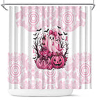 Aboriginal Pink Ghost Pumpkin Shower Curtain Aboriginal Halloween Wear Pink