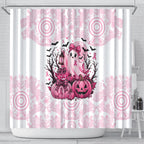 Aboriginal Pink Ghost Pumpkin Shower Curtain Aboriginal Halloween Wear Pink