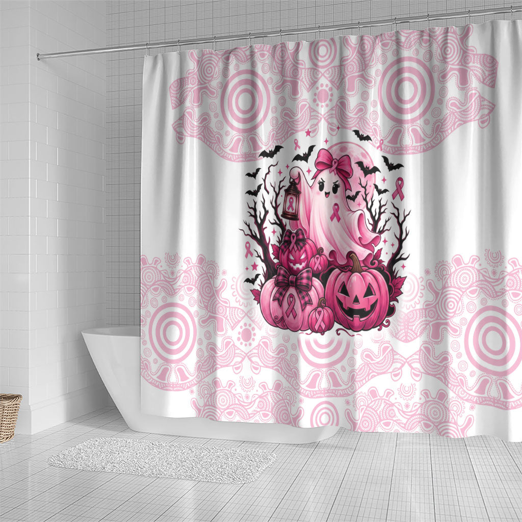 Aboriginal Pink Ghost Pumpkin Shower Curtain Aboriginal Halloween Wear Pink