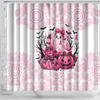 Aboriginal Pink Ghost Pumpkin Shower Curtain Aboriginal Halloween Wear Pink