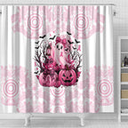 Aboriginal Pink Ghost Pumpkin Shower Curtain Aboriginal Halloween Wear Pink
