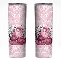 Aboriginal Pink Ghost Pumpkin Skinny Tumbler Aboriginal Halloween Wear Pink
