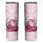 Aboriginal Pink Ghost Pumpkin Skinny Tumbler Aboriginal Halloween Wear Pink