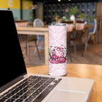 Aboriginal Pink Ghost Pumpkin Skinny Tumbler Aboriginal Halloween Wear Pink