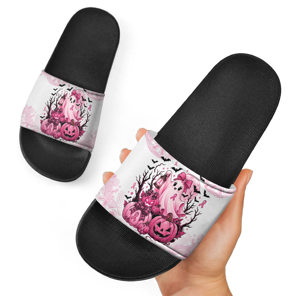 Aboriginal Pink Ghost Pumpkin Slide Sandals Aboriginal Halloween Wear Pink