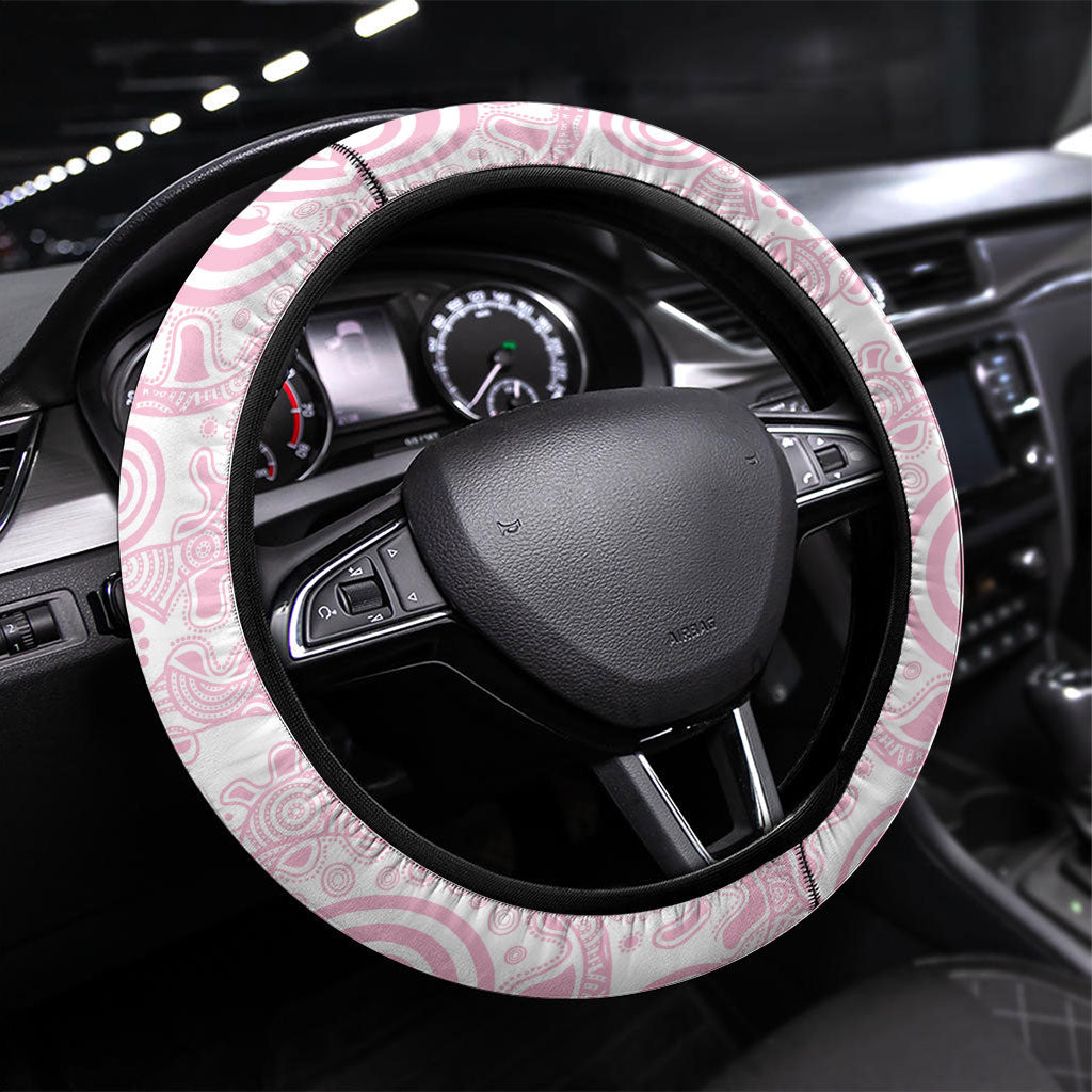 Aboriginal Pink Ghost Pumpkin Steering Wheel Cover Aboriginal Halloween Wear Pink