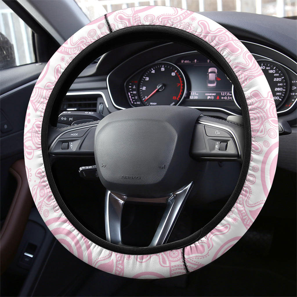 Aboriginal Pink Ghost Pumpkin Steering Wheel Cover Aboriginal Halloween Wear Pink
