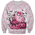 Aboriginal Pink Ghost Pumpkin Sweatshirt Aboriginal Halloween Wear Pink
