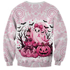 Aboriginal Pink Ghost Pumpkin Sweatshirt Aboriginal Halloween Wear Pink
